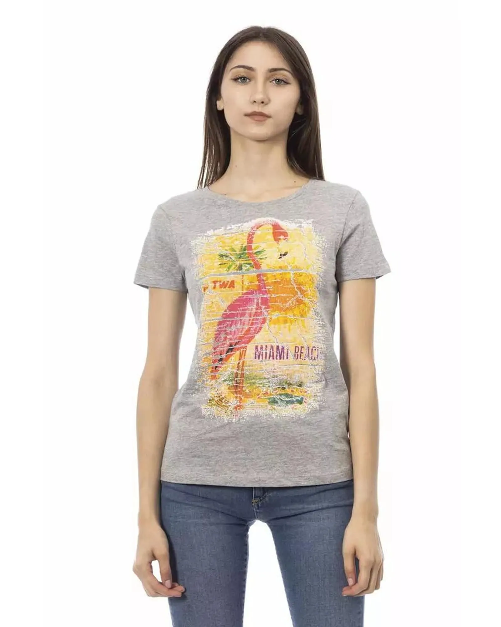 Flamingo Graphic Tee Model TR23025- Gray T-Shirts