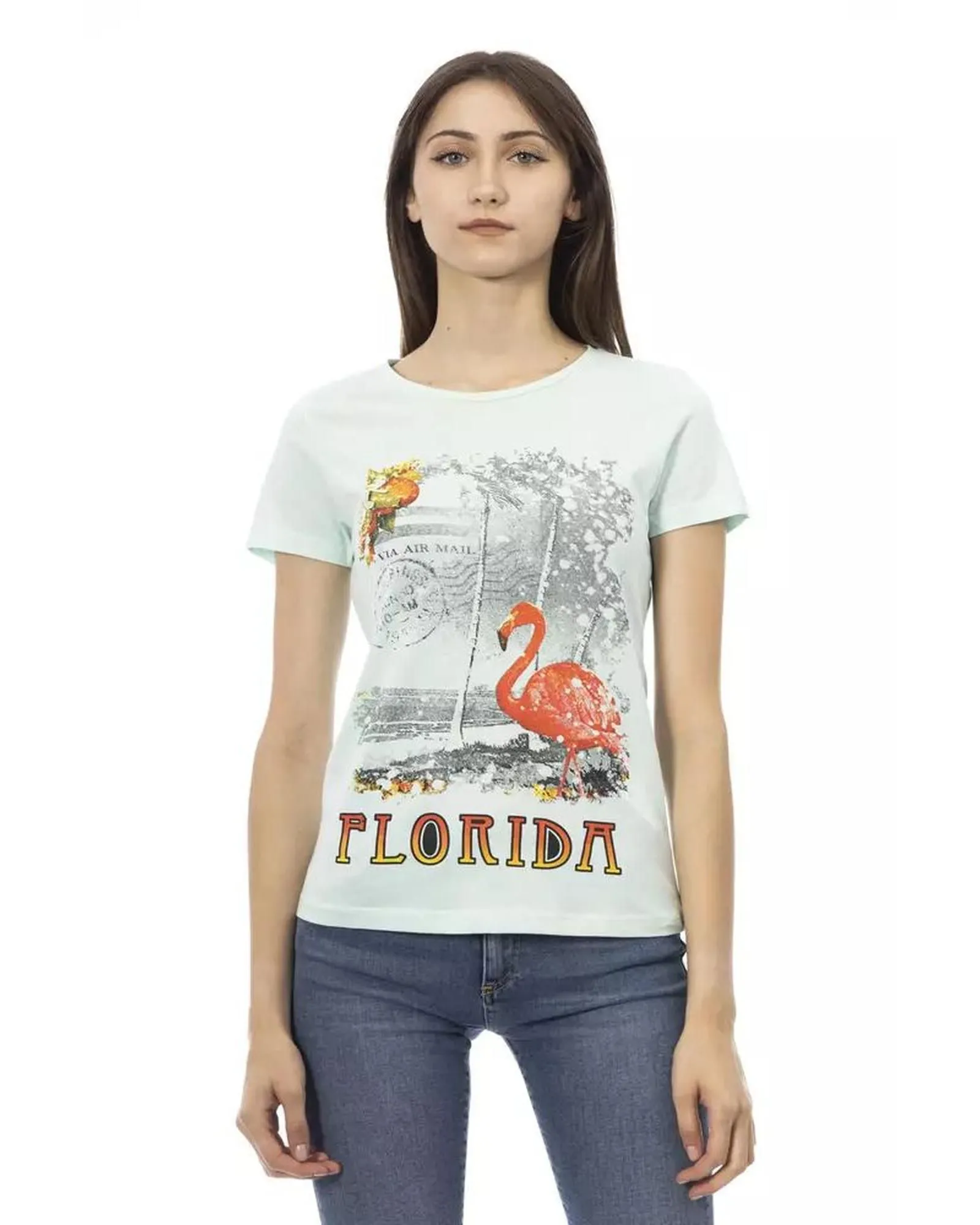 Florida Flamingo Tee Casual TShirt- Light Blue T-Shirts