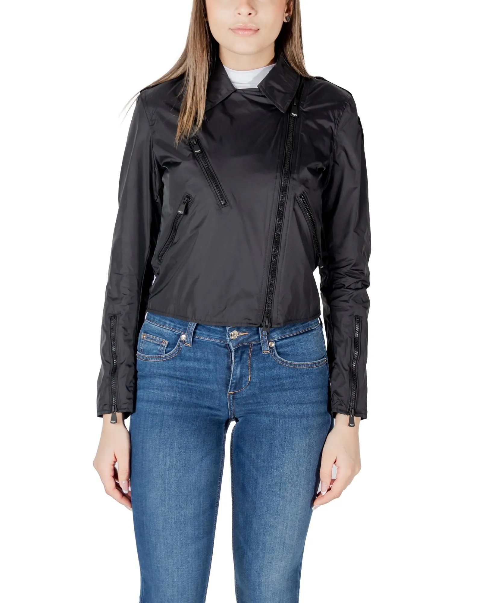 Cropped Biker Jacket Women - Black