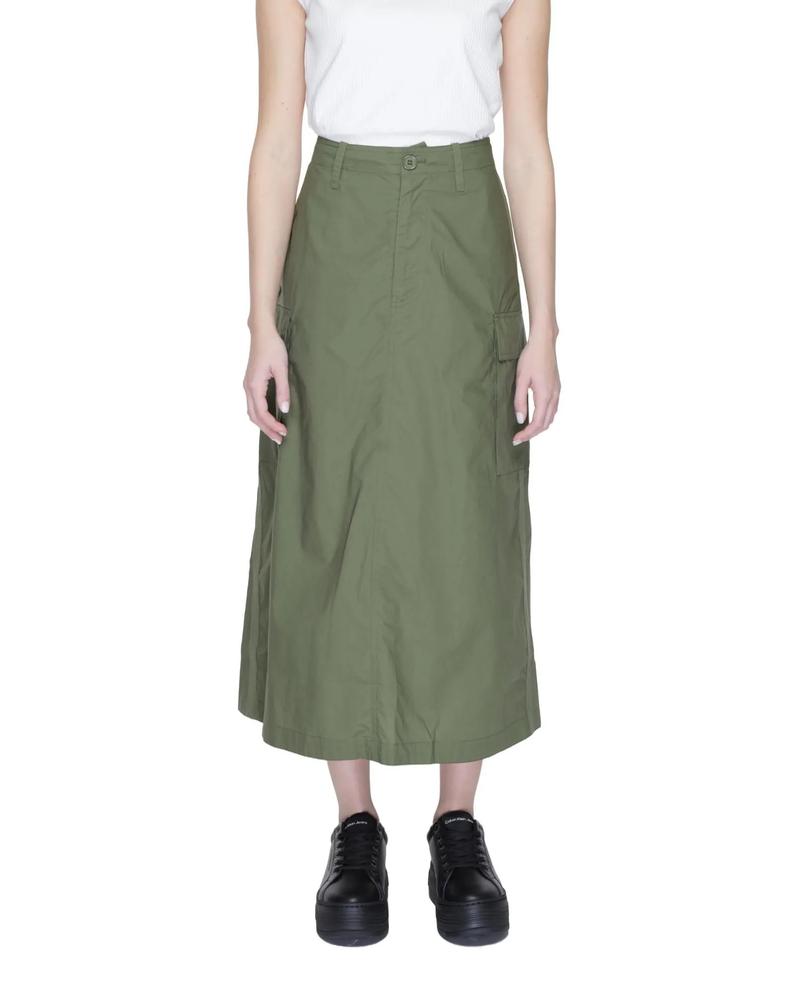 Cotton Blend Skirt with Side Pockets