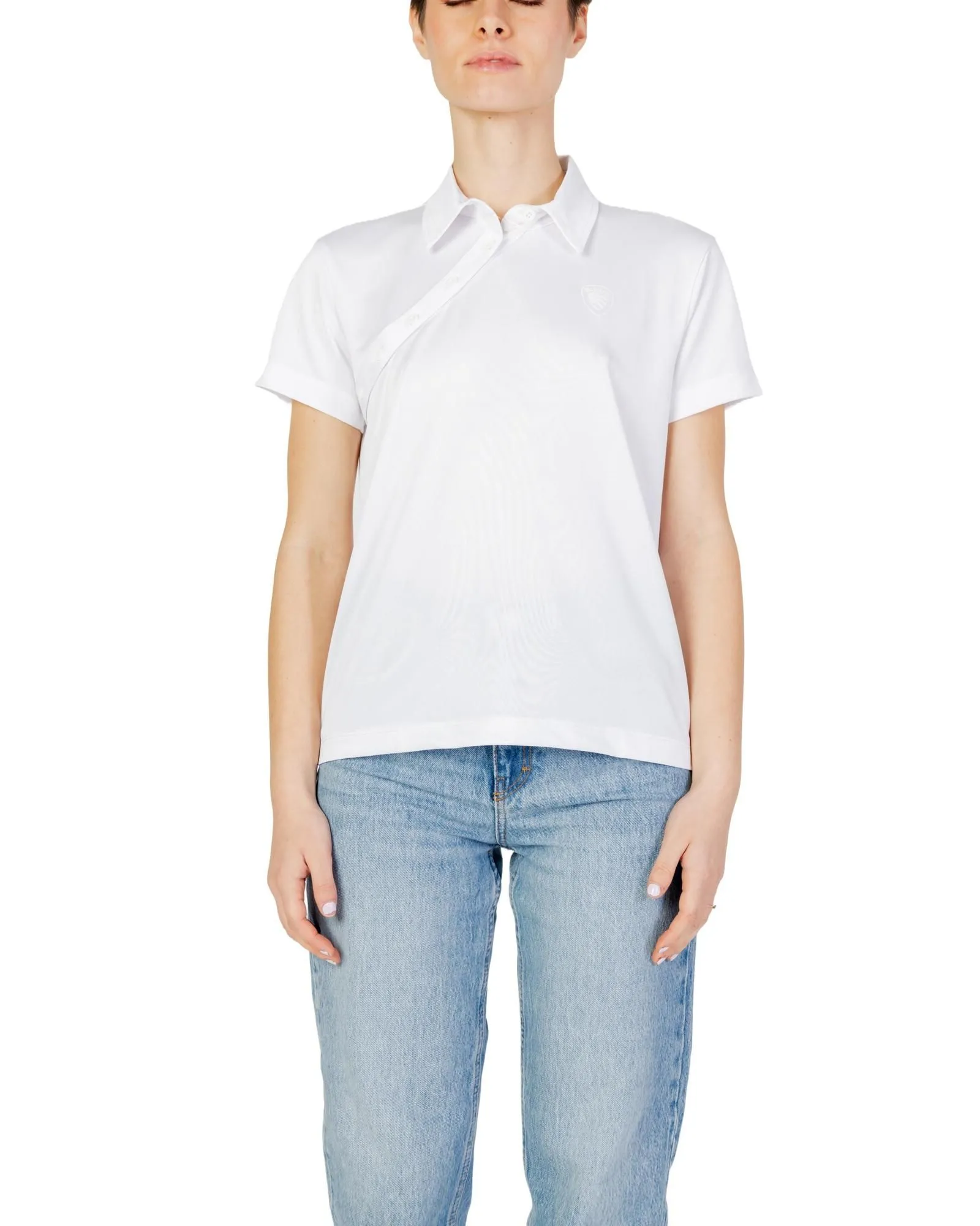Asymmetrical Pique Polo Shirt Wo - White