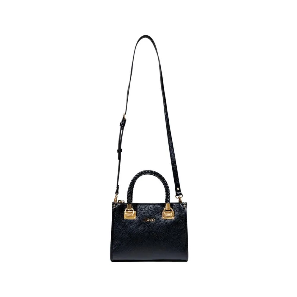 Handbag with Zip and Shoulder Strap- Black Bags