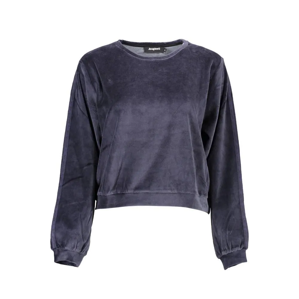Velour Sweater Cropped Style- Blue
