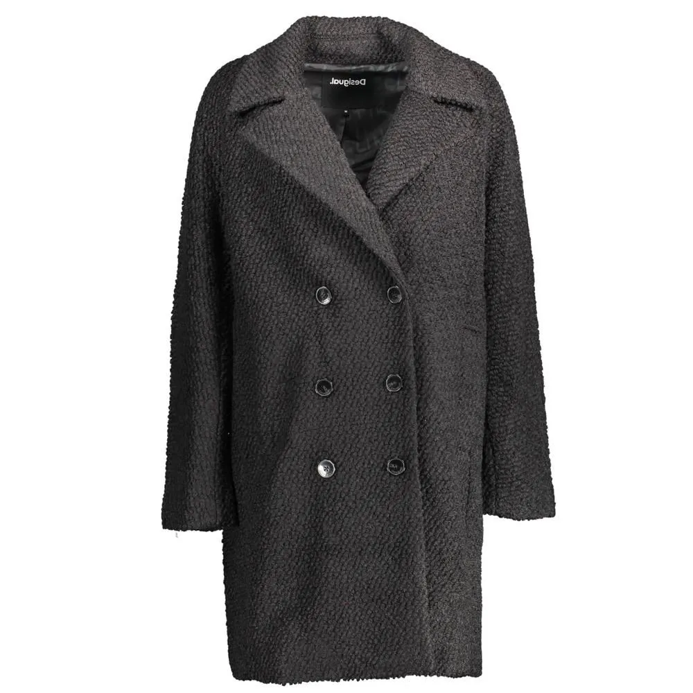 Black Double Breasted Boucle Coat