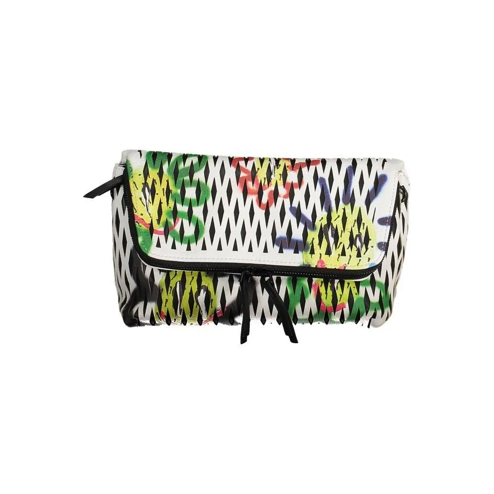 Graffiti Print Clutch Bag- White Handbags