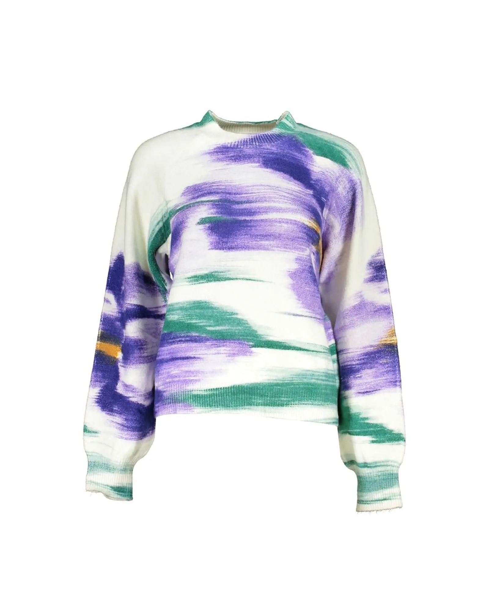 Abstract Print Pullover Sweater- White