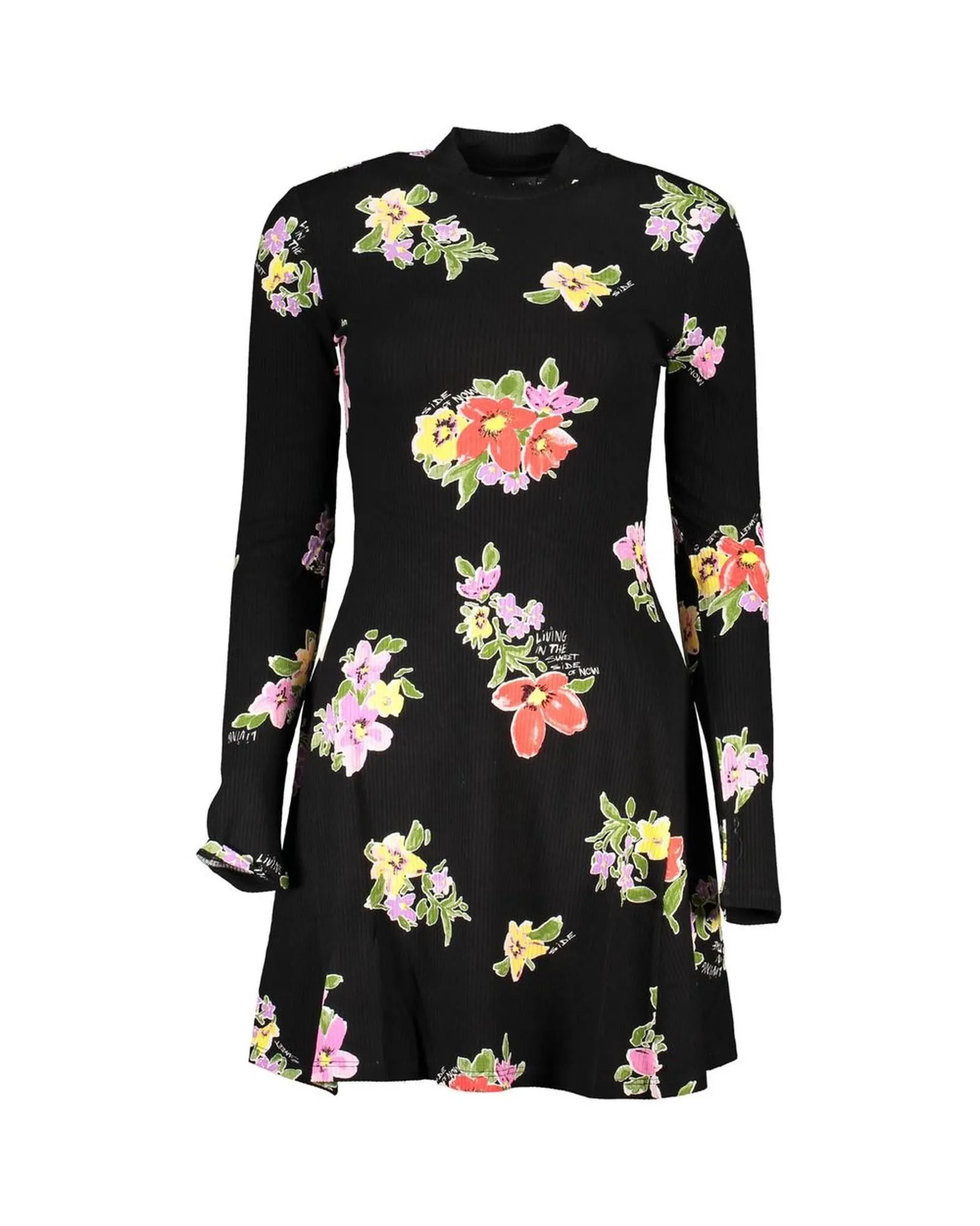 Long Sleeve High Neck Printed Dress