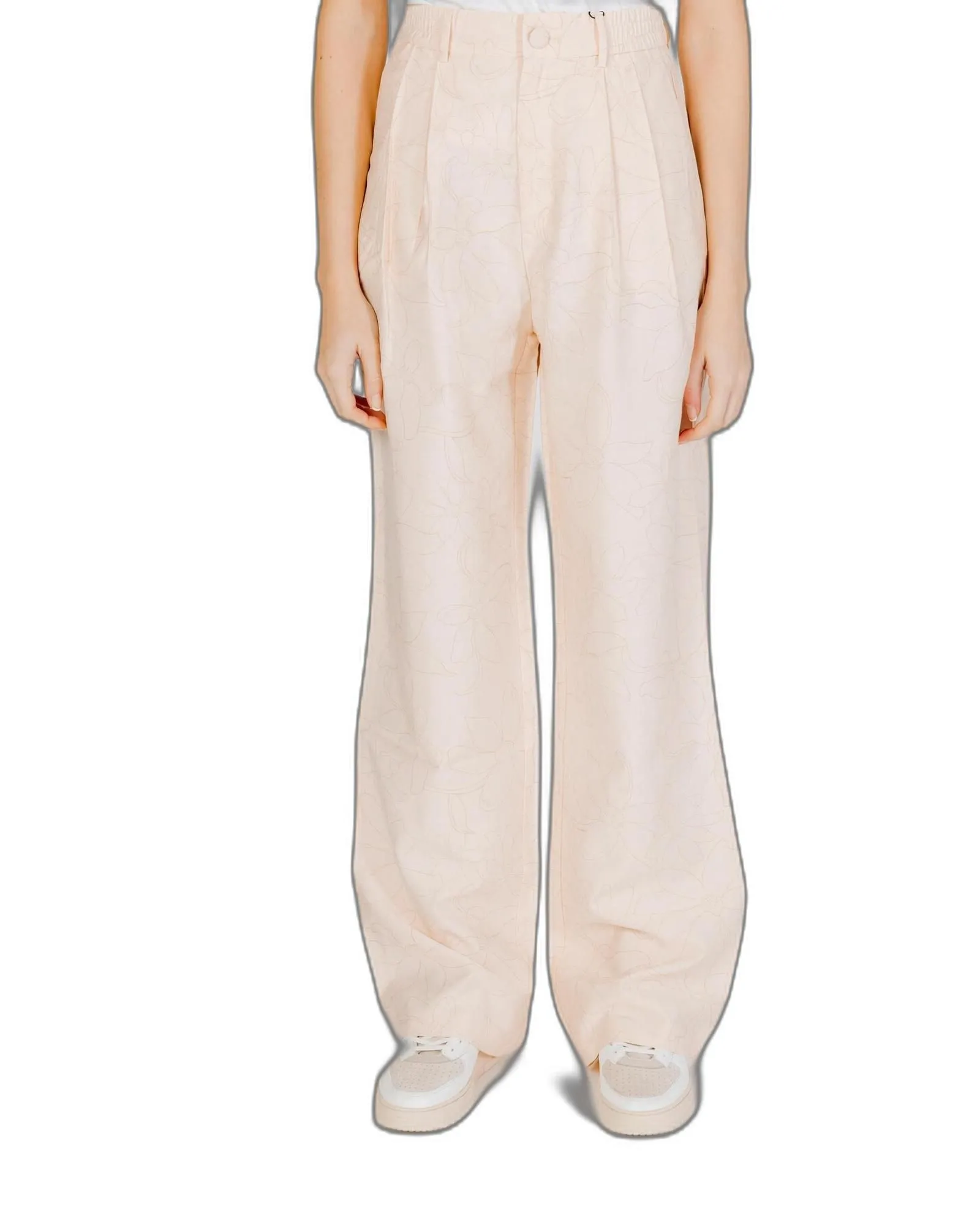 Floral Trousers with Zip and Button Fastening