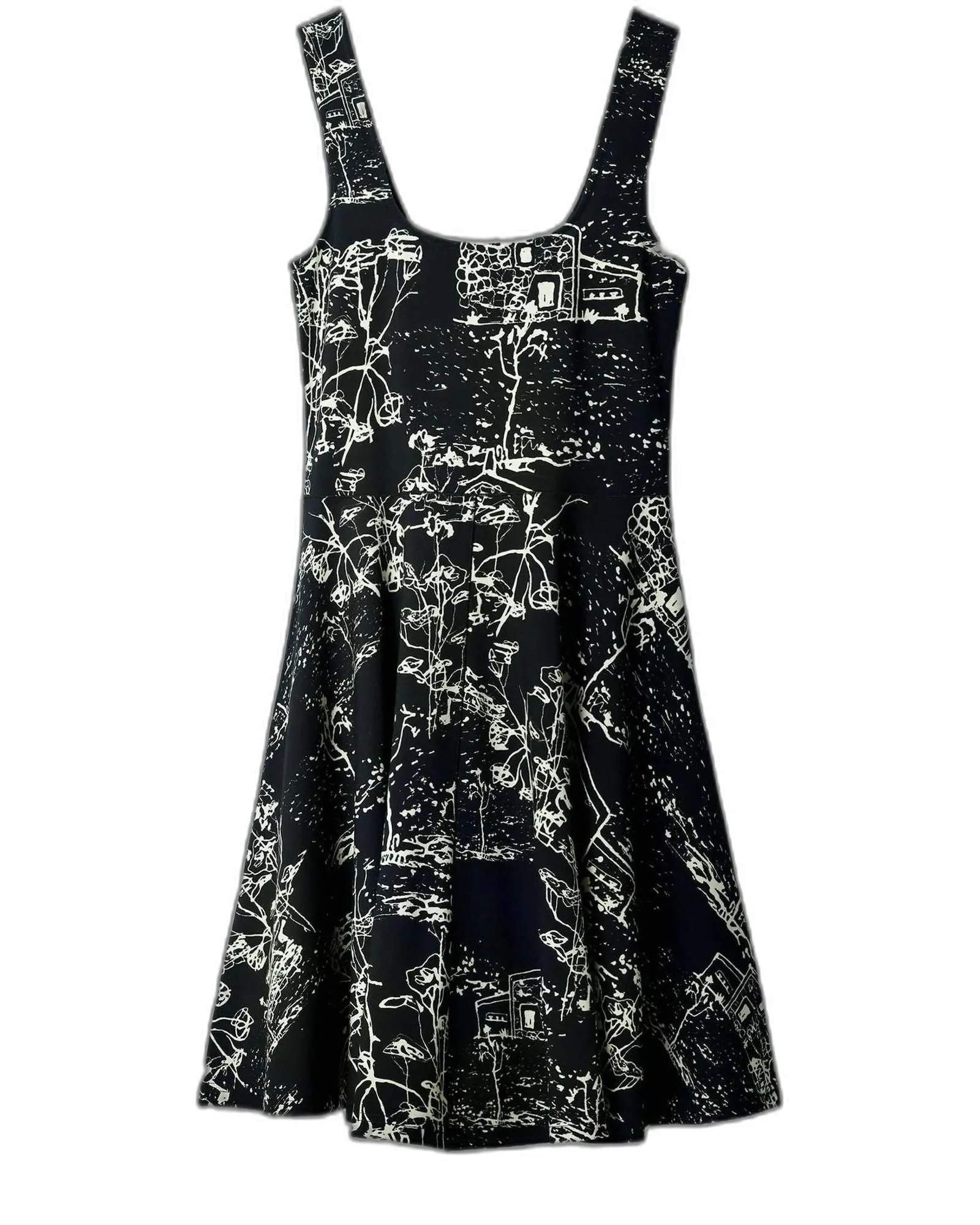Printed Sleeveless Square Neckline Dress