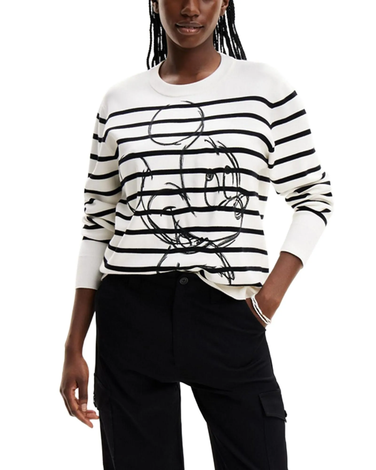 Striped Long Sleeve Knit Top