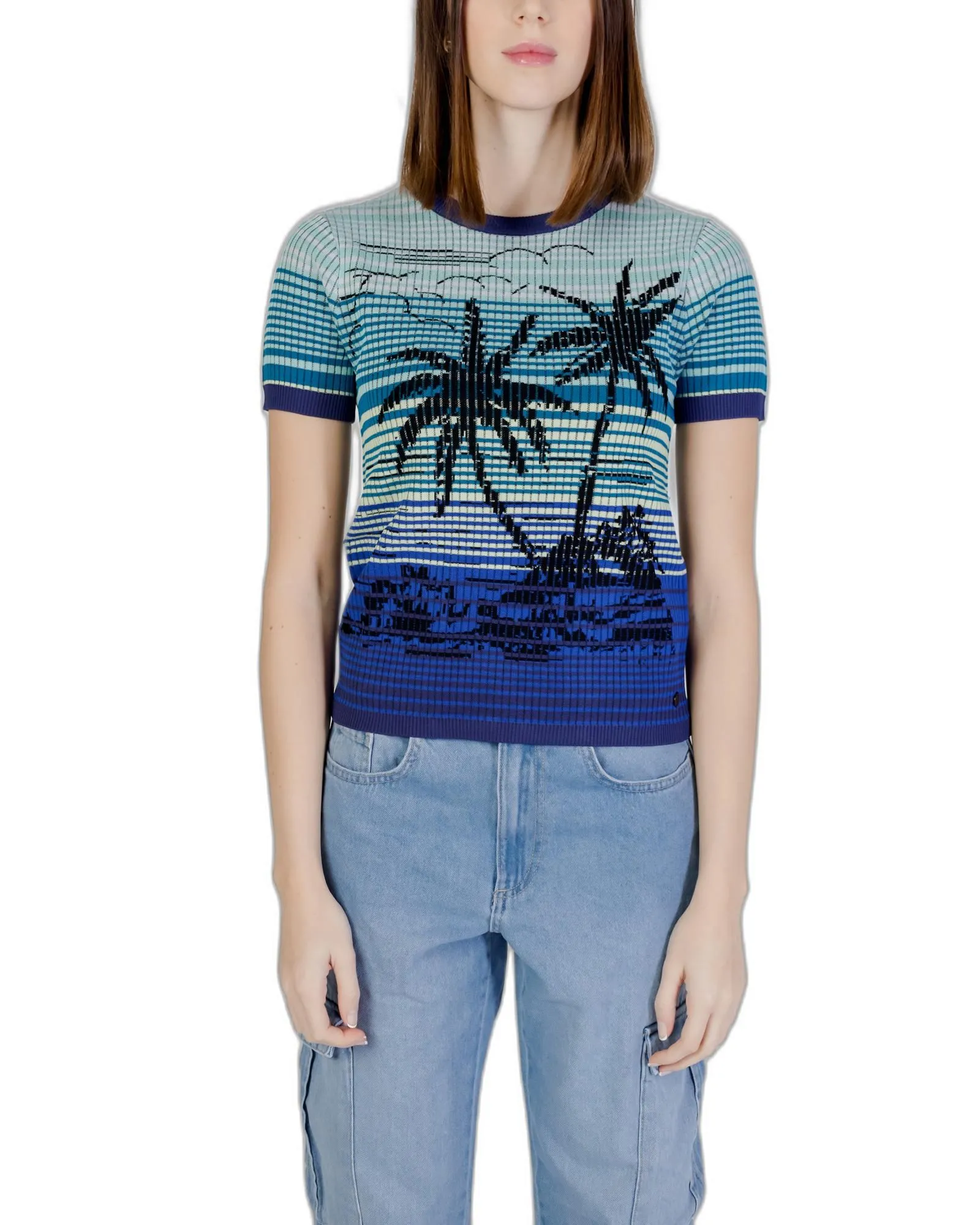 Print Short Sleeve Knit Top