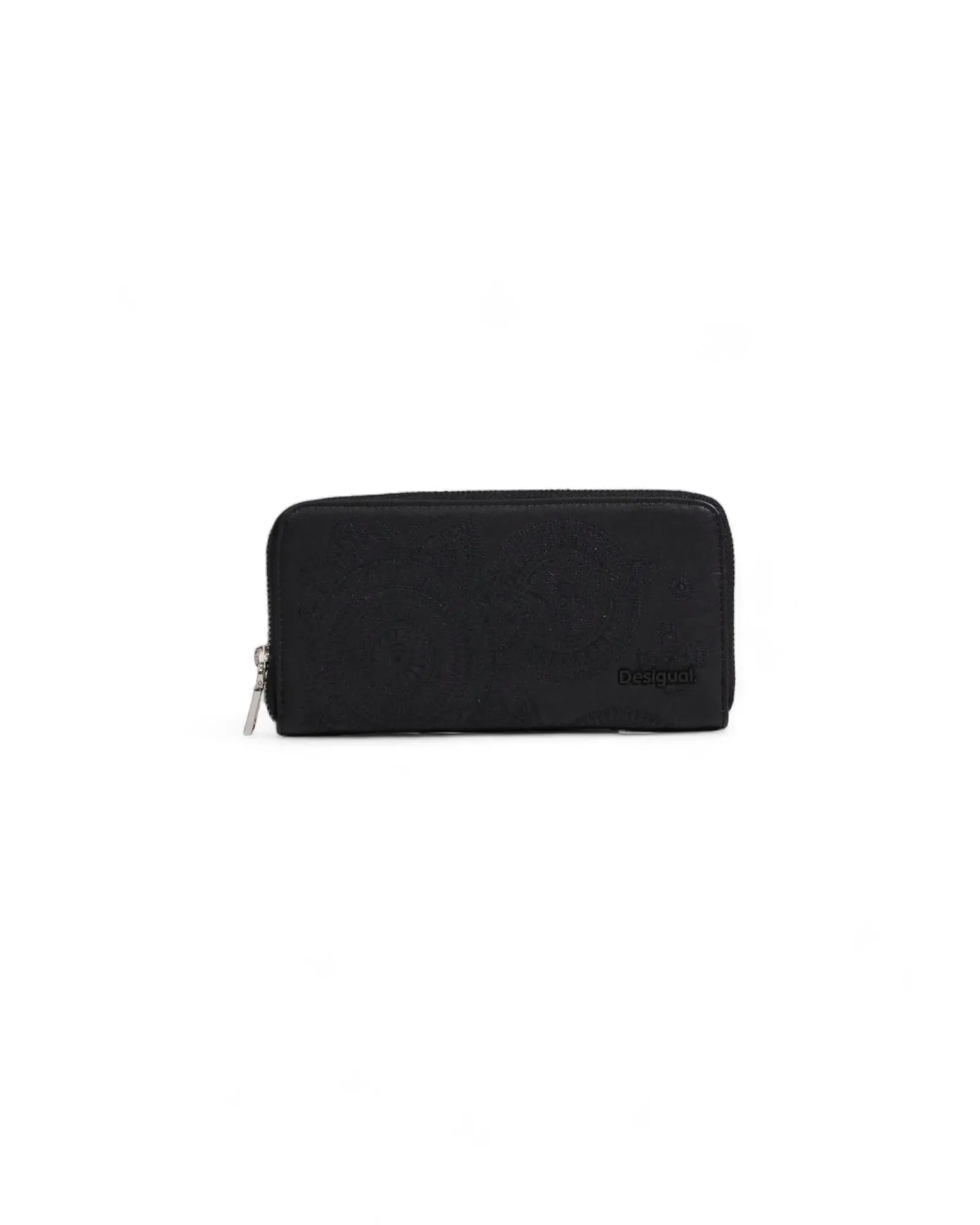 Black Plain Zip-Around Wallet
