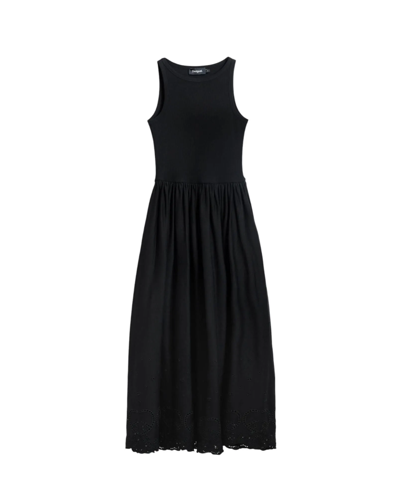 Eyelet Detail Maxi Dress- Black Dresses