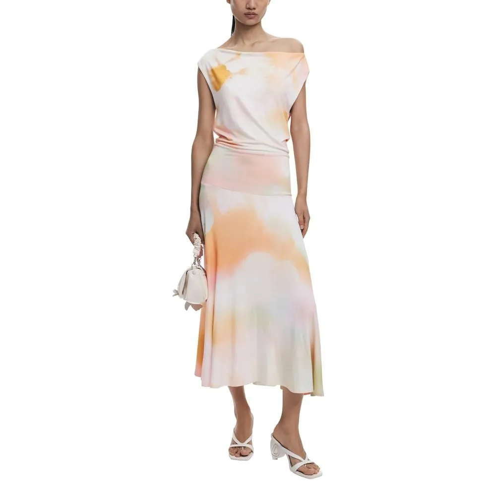 TieDye Effect Midi Dress- Orange Dresses
