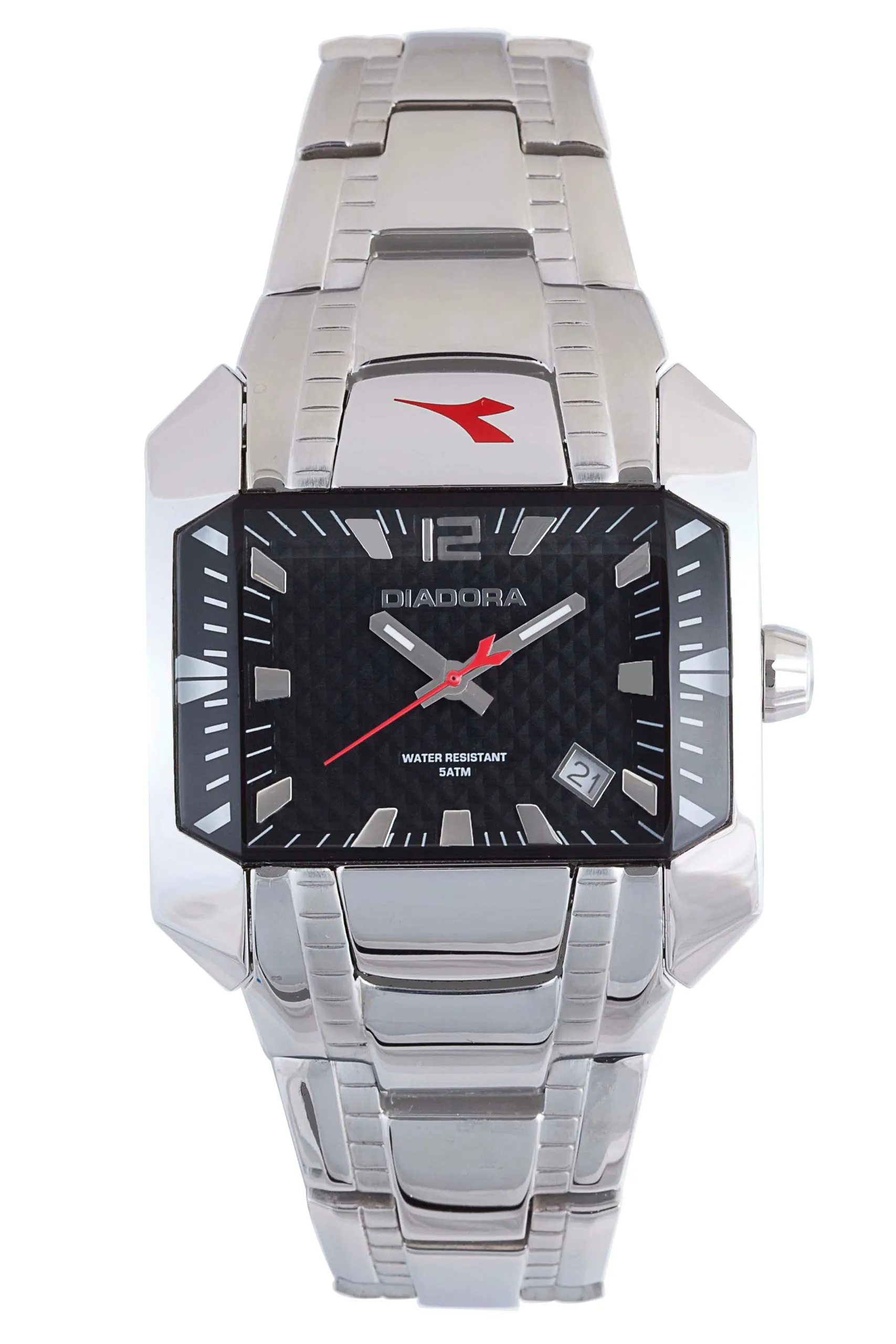 Silver Stainless Steel Black Dial Watch