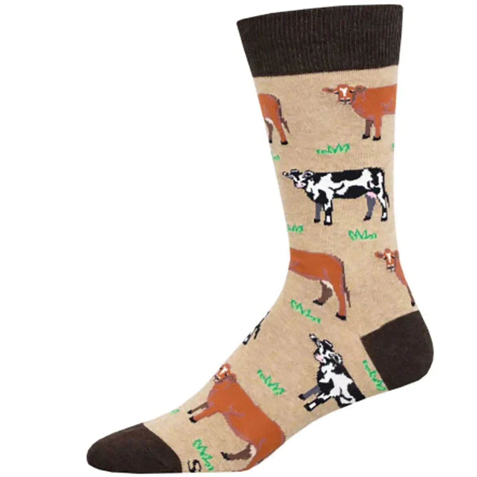 'Mooove Over' Cow Socks Quality Cotton Mix Novelty Cattle Lover Gift (Beige)