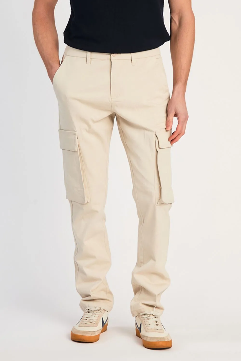Cotton Relaxed Fit Turn-Up Cargo Trousers