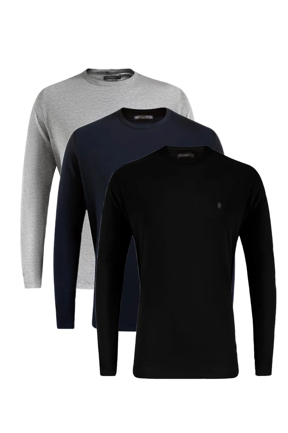 3 Pack Cotton Crew Neck Long Sleeve T-Shirts