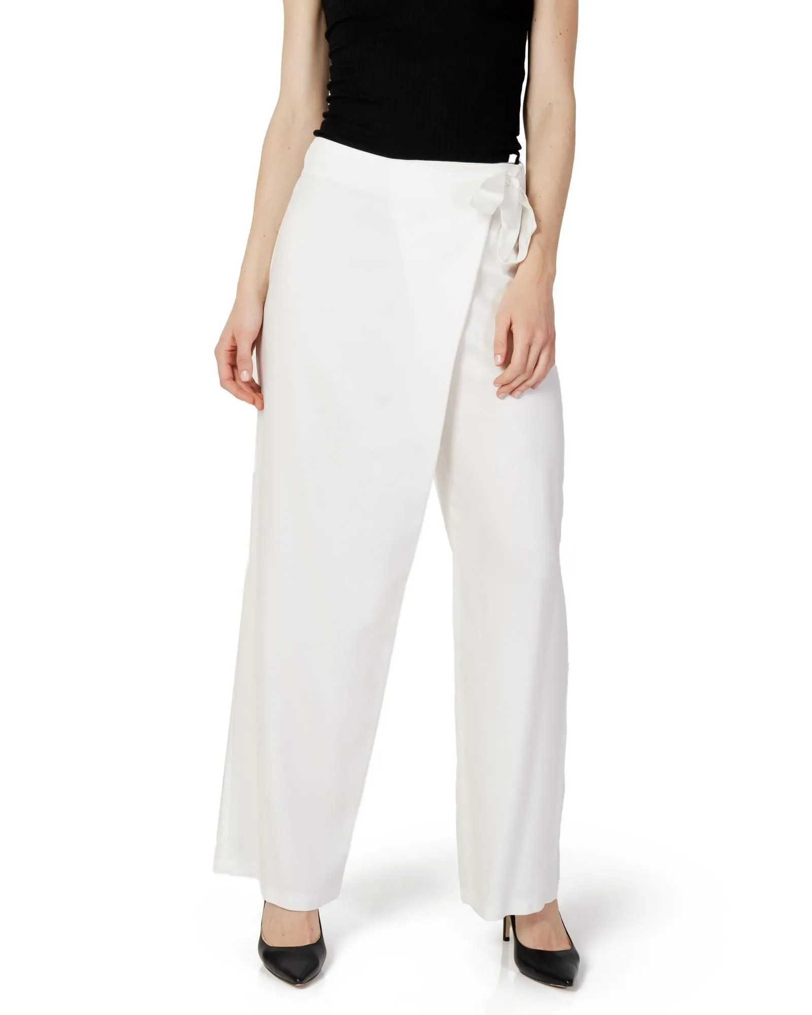Wide Leg Wrap Pants Modern Style- White Trousers