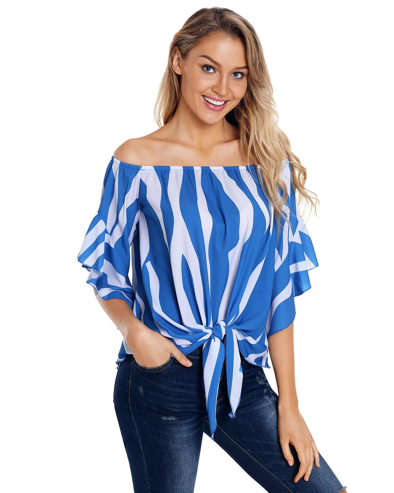 Striped Off-The-Shoulder Blouse