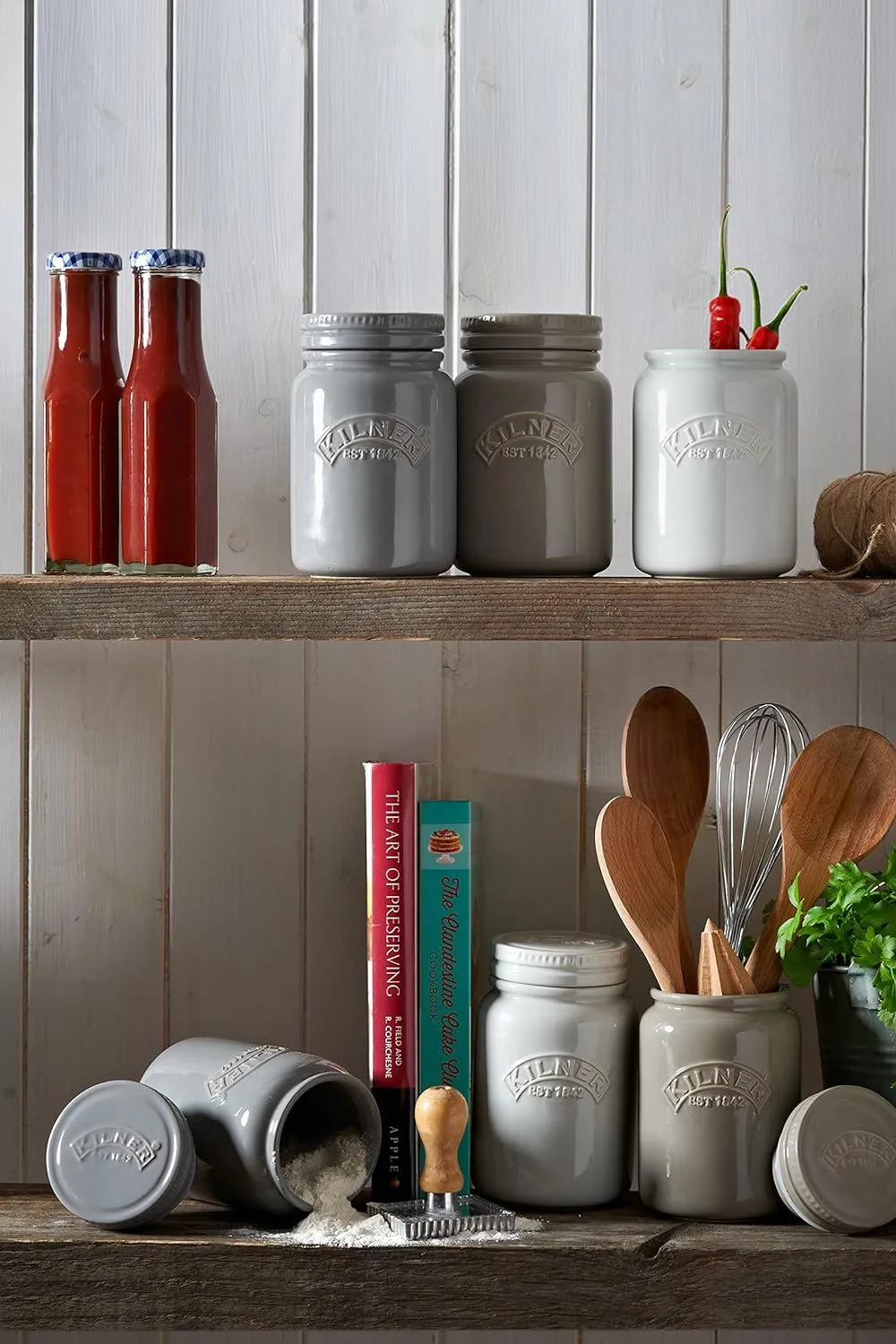 Morning Mist Stoneware Push Top Storage Jar 0.6 Litre - Set of 3