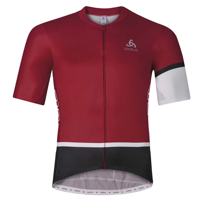 Cycling Jersey Odlo Mens Full Zip Kamikaze Aero Chinese Red