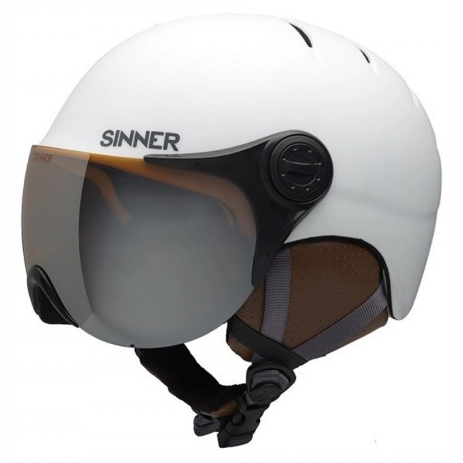 Ski Helmet Sinner Crystal Visor Matte White Orange Mirror