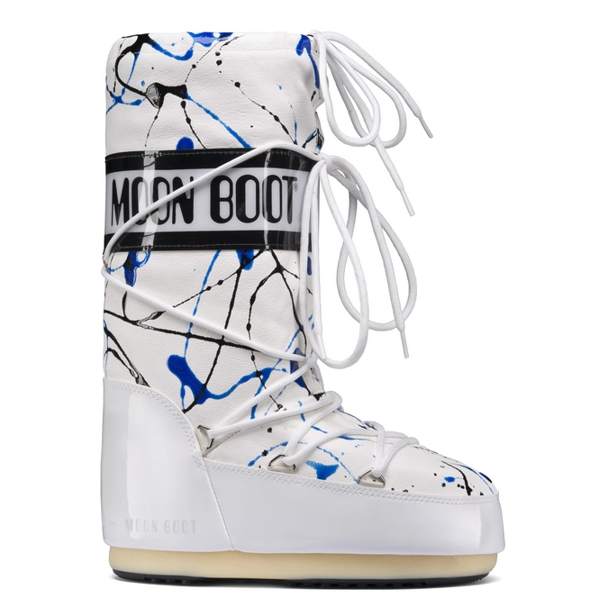 Snow Boot Moon Boot Splattered White Blue
