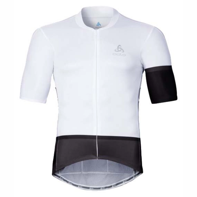Cycling Jersey Odlo Mens Full Zip Kamikaze Aero White